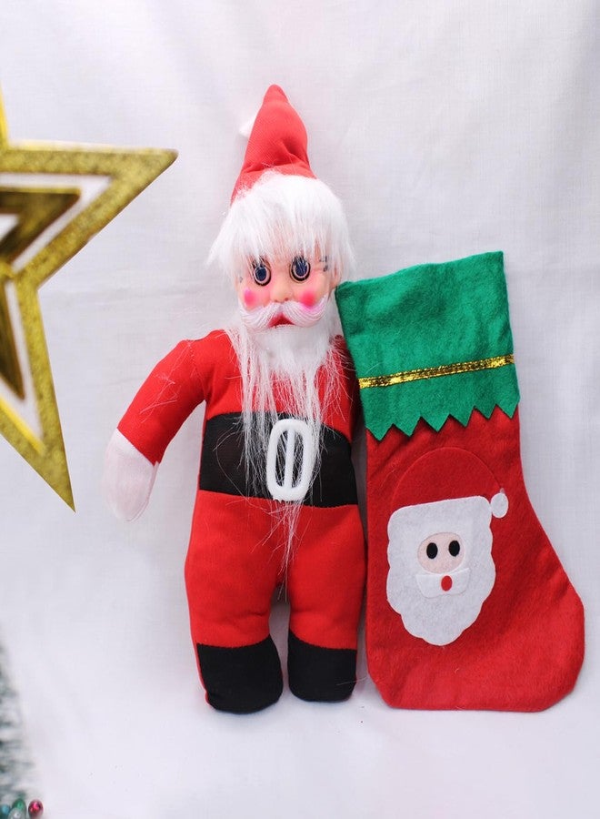 BAAL Red Santa Clause Toy with Christmas Stocking Socks Candy Bag for Children Gifts on Merry Christmas (with Small Socks) - Image 5